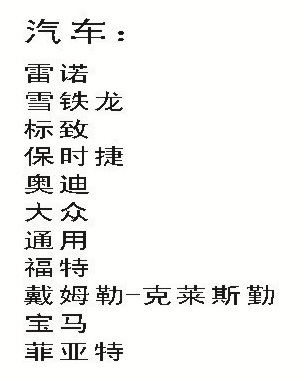 法国STI汽车项目业绩表
